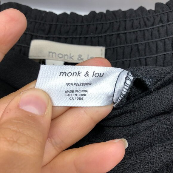 Monk & Lou Black  Paperbag Wide Leg Trousers size L - Picture 10 of 13